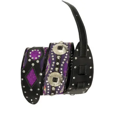 Jodi Head - Snake Saddle 3 Leather Guitar Strap - Purple Paisley