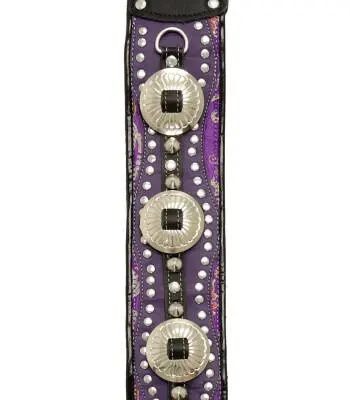 Snake Saddle 3\'\' Leather Guitar Strap - Purple Paisley