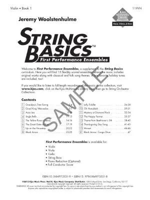 String Basics: First Performance Ensembles, Book 1 - Violin - Book/Audio Online