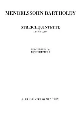 String Quintets, Op. 18 and 87 - Bartholdy - Study Score