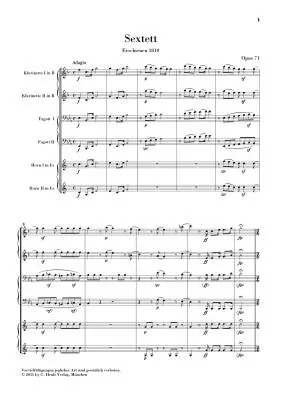 Sextet in E-flat Major, Op. 71 - Beethoven/Voss - Study Score