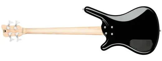 RockBass Corvette Basic 4-String Short Scale Bass Guitar with Gig Bag - Solid Black High Polish