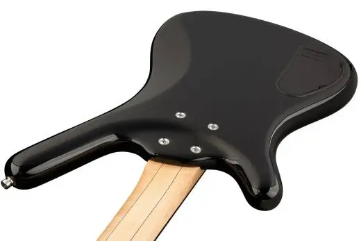 RockBass Corvette Basic 4-String Short Scale Bass Guitar with Gig Bag - Solid Black High Polish