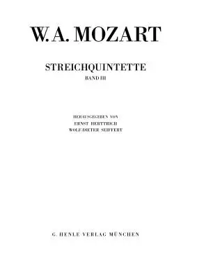 String Quintets, Volume 3 - Mozart - Study Score