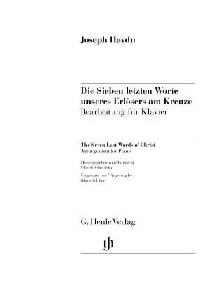 The Seven Last Words of Christ - Haydn/Scheideler - Piano - Book