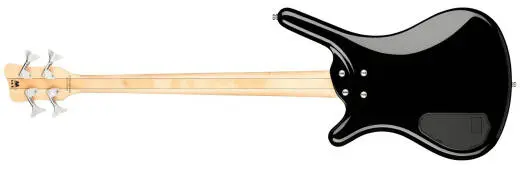 RockBass Corvette Basic, Medium Scale, 4-String Fretless Bass Guitar - Solid Black High Polish