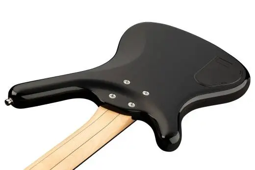 RockBass Corvette Basic, Medium Scale, 4-String Fretless Bass Guitar - Solid Black High Polish