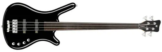 Warwick - RockBass Corvette Basic, Medium Scale, 4-String Fretless Bass Guitar - Solid Black High Polish