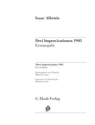 Three Improvisations 1903 - Albeniz/Laufer - Piano - Book/CD