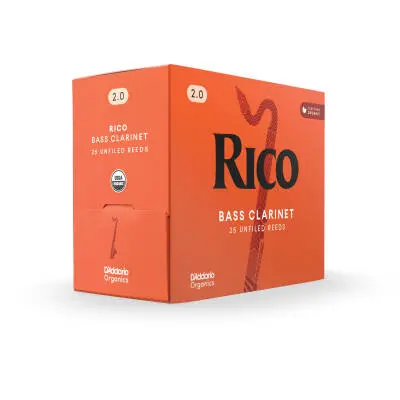 Organic Bass Clarinet Reeds - Size 2, Box of 25 (Individually Sealed)