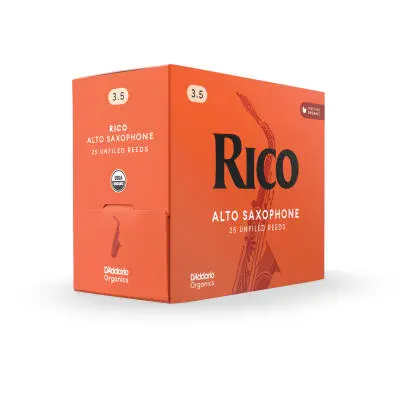 Organic Alto Saxophone Reeds - Strength 3.5, 25-Pack (Individually Packed)
