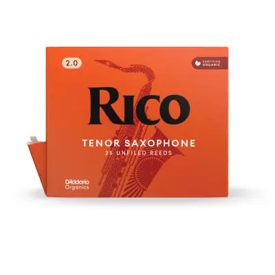 RICO by DAddario - Organic Tenor Saxophone Reeds - Strength 3.5, 25-Pack (Individually Packed)