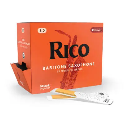 Organic Baritone Saxophone Reeds - Strength 3, 25-Pack (Individually Packed)