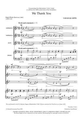 We Thank You - Quartel - Choral Octavo - SSA/Piano