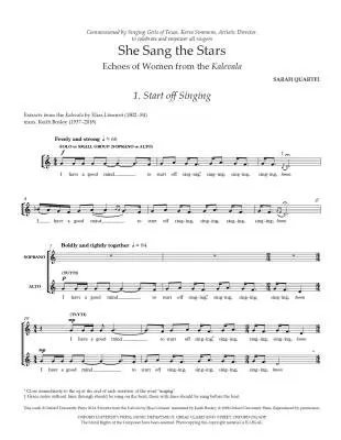 She Sang the Stars - Quartel - Book - SSAA/Piano