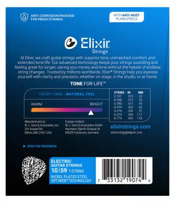 Nickel-Plated Steel 7-String Electric Guitar Strings with OPTIWEB Technology - Light/Heavy (10-59)