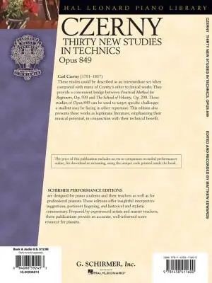 Thirty New Studies in Technics, Op. 849 - Czerny/Edwards - Piano - Book/Audio Online
