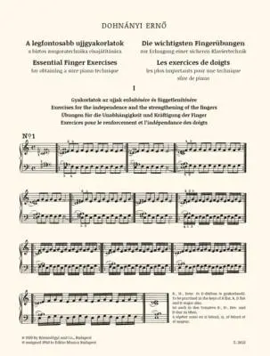 Essential Finger Exercises - Dohnanyi - Piano - Book