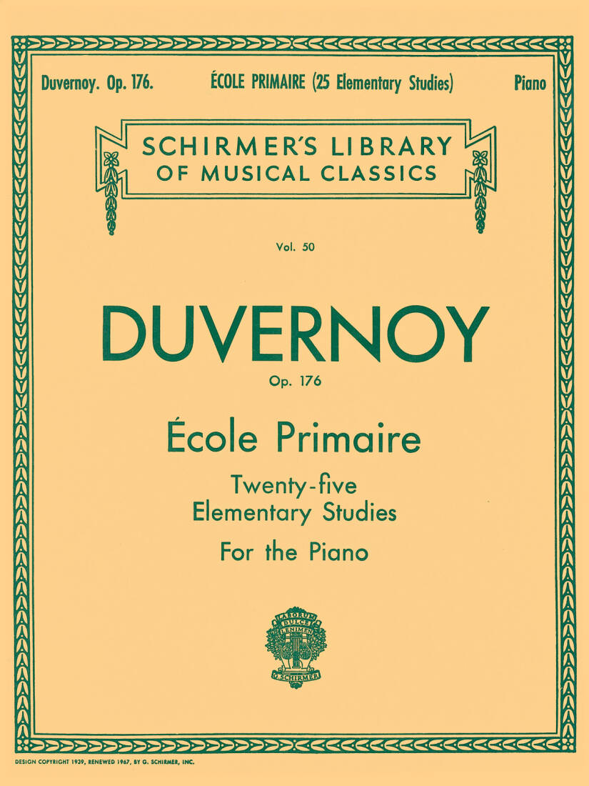 Ecole Primaire (25 Elementary Studies), Op. 176 - Duvernoy - Piano - Book