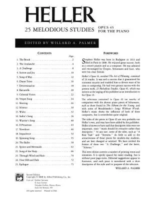 25 Melodious Studies (Complete) - Heller/Palmer - Piano - Book