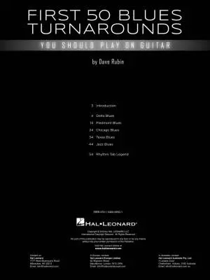 First 50 Blues Turnarounds You Should Play on Guitar - Rubin - Book