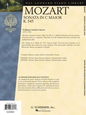 Piano Sonata in C Major, K.545 - Mozart/Doss - Piano - Book/Audio Online