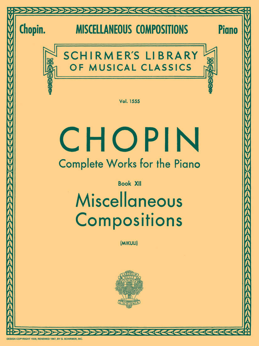Miscellaneous Compositions - Chopin/Mikuli - Piano - Book