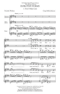 Dorothy Poems - Johnson/Walters - Choral Octavo - SSAA Accompanied