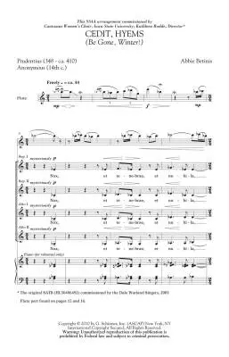 Cedit Hyems (Be Gone, Winter!) - Betinis - Choral Octavo - SSAA Accompanied