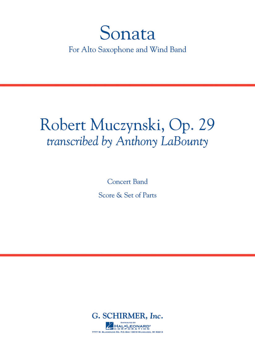 Sonata for Alto Saxophone, Op. 29 - Muczynski/LaBounty - Concert Band/Alto Sax - Gr. 5