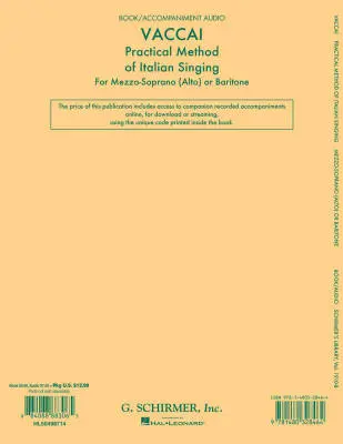 Practical Method of Italian Singing - Vaccai - Mezzo-Soprano/Baritone - Book/Audio Online