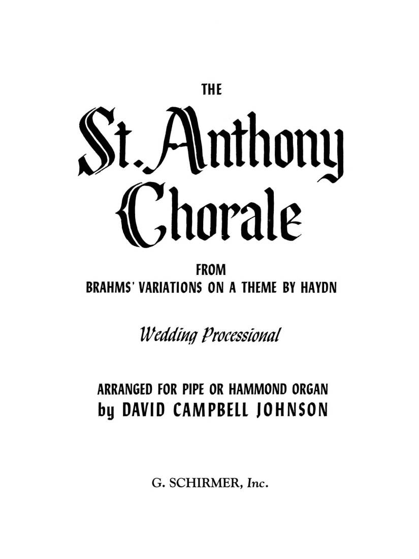 St. Anthony Chorale (from Variations on a Theme by Haydn) - Brahms - Organ - Sheet