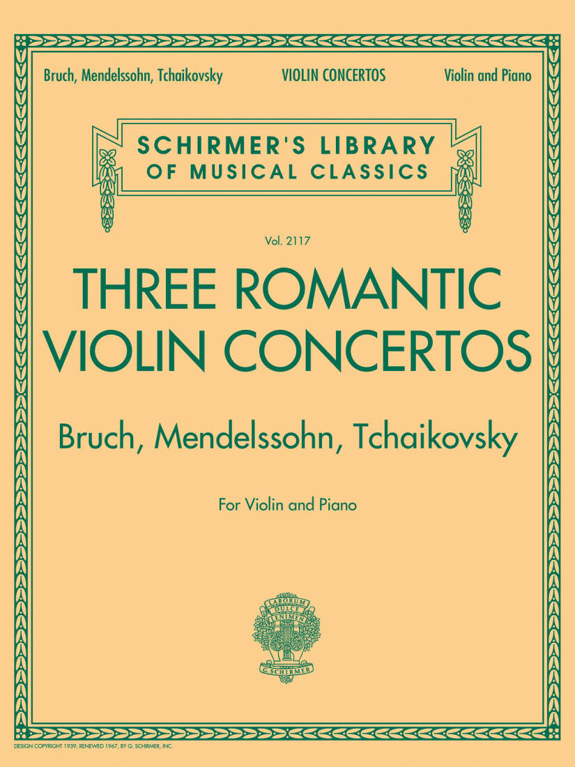 Three Romantic Violin Concertos - Violin/Piano - Book