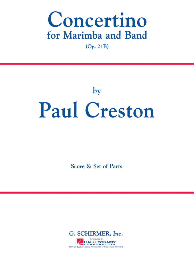 Concertino for Marimba and Band, Op. 21b - Creston - Concert Band - Gr. 5