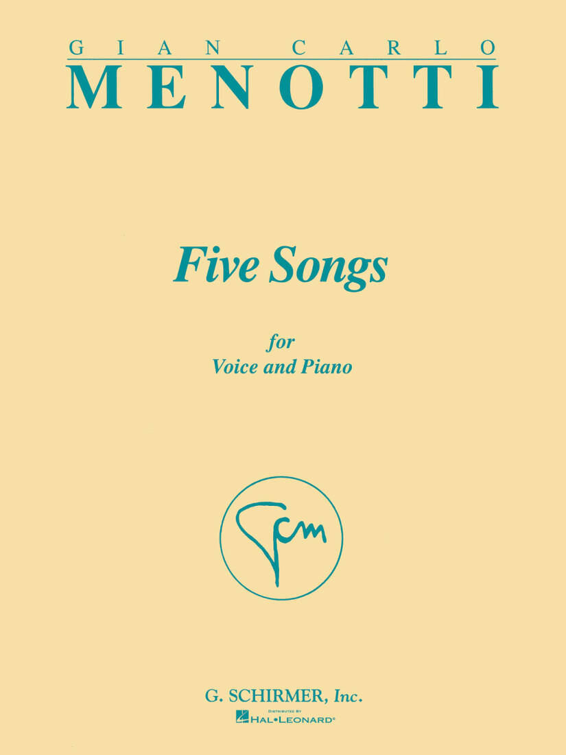 Five Songs - Menotti - Voice/Piano - Book