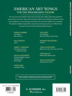 American Art Songs for the Progressing Singer - Tenor - Book/Audio Online