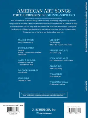 American Art Songs for the Progressing Singer - Mezzo-Soprano - Book/Audio Online
