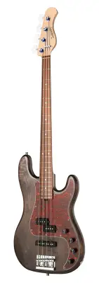 MetroLine 21-Fret Hybrid P/J Bass with Gigbag - Nirvana Black Transparent Satin