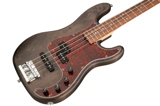 MetroLine 21-Fret Hybrid P/J Bass with Gigbag - Nirvana Black Transparent Satin