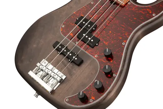 MetroLine 21-Fret Hybrid P/J Bass with Gigbag - Nirvana Black Transparent Satin