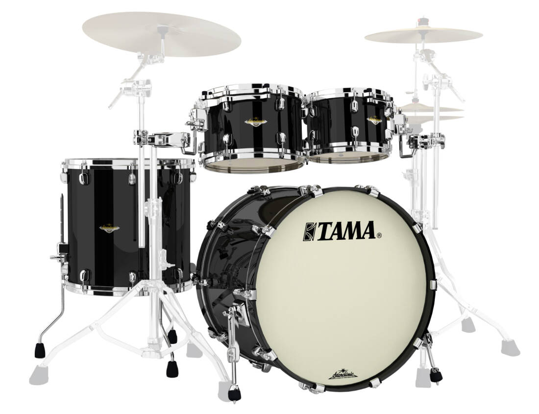 Starclassic Maple 4-Piece Shell Pack (22,10,12,16) with Chrome Shell Hardware - Piano Black