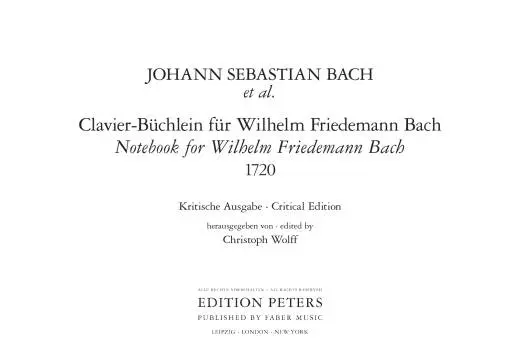 Notebook for Wilhelm Friedemann Bach - Bach/Wolf - Piano - Book