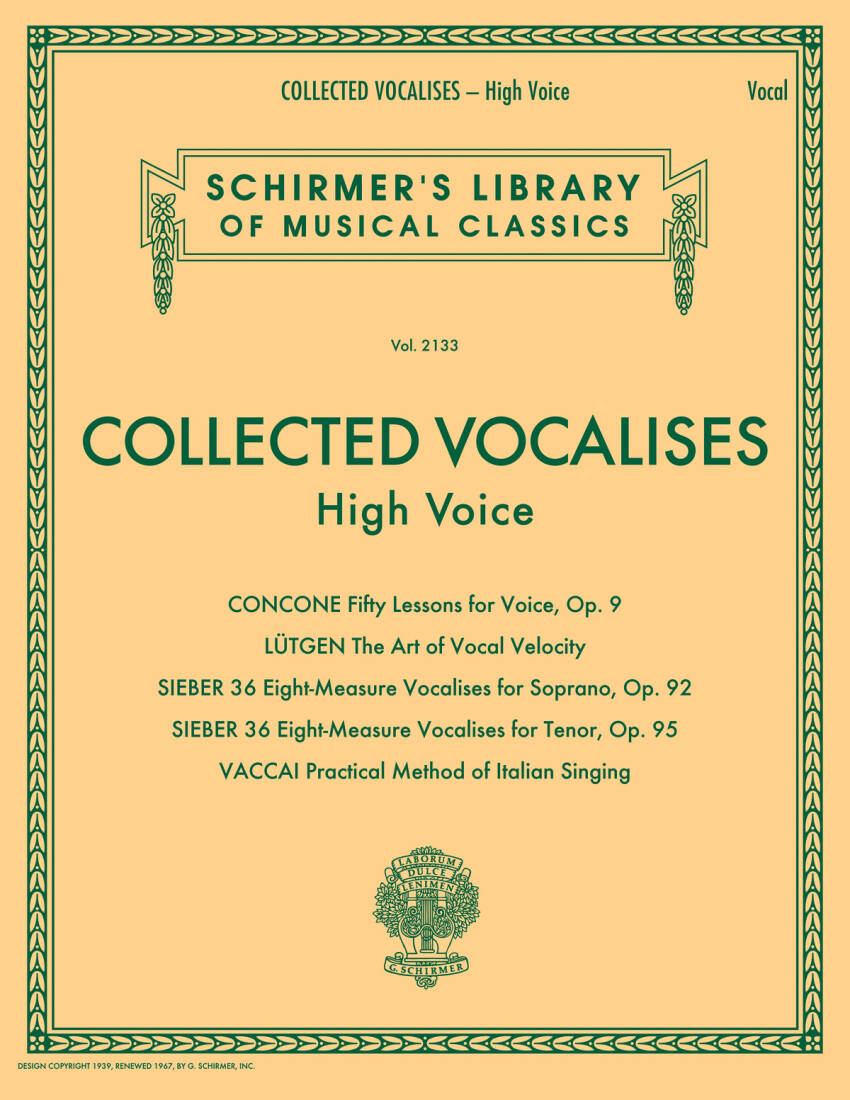 Collected Vocalises - High Voice - Book