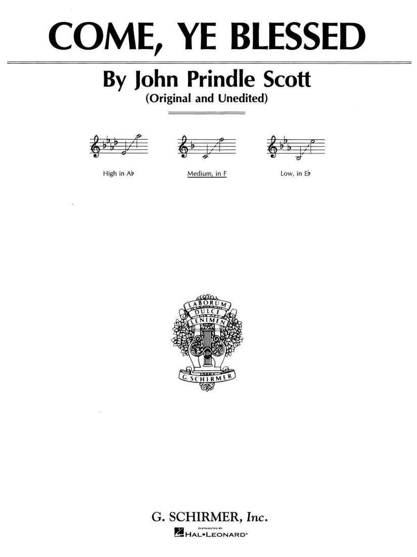 Come Ye Blessed - Scott - Medium Voice in F - Sheet