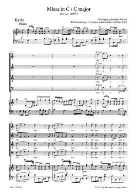 Missa in C Major K. 220 (196b) \'\'Sparrow Mass\'\' - Mozart - Vocal Score - SATB Accompanied