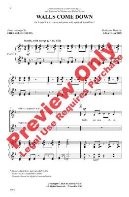 Walls Come Down - Clayton/Crews - Choral Octavo - 2-Pt/SSA Accompanied