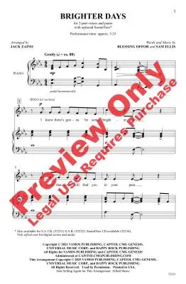 Brighter Days - Offor/Ellis/Zaino - Choral Octavo - 2-Pt Accompanied