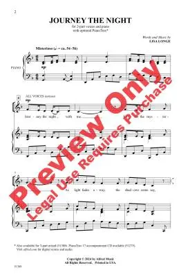 Journey the Night - Longe - Choral Octavo - 2-Pt Accompanied