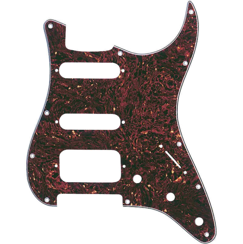 11-Hole Modern-Style Stratocaster H/S/S Pickguard, 4 Ply - Brown Tortoise Shell