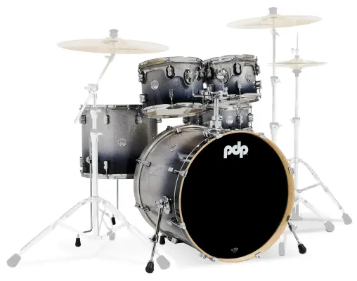 Pacific Drums - Concept Maple 5-Piece Shell Pack (22,10,12,16,SD) - Silver to Black Fade Lacquer